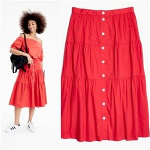 Madewell Amy red tiered midi skirt